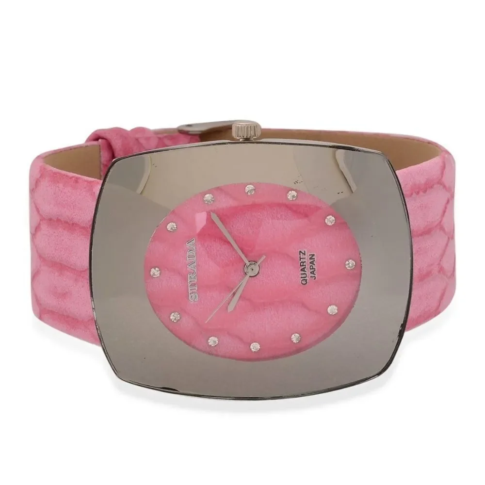 STRADA Watch Austrian Crystal Pink Band